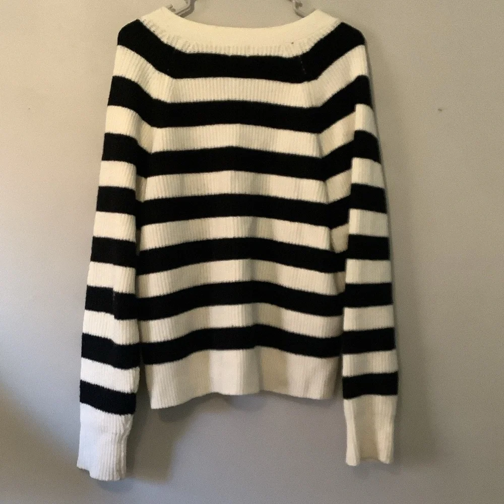 a new day Black and White Striped Cardigan with Heart Accent - Picture 6 of 6
